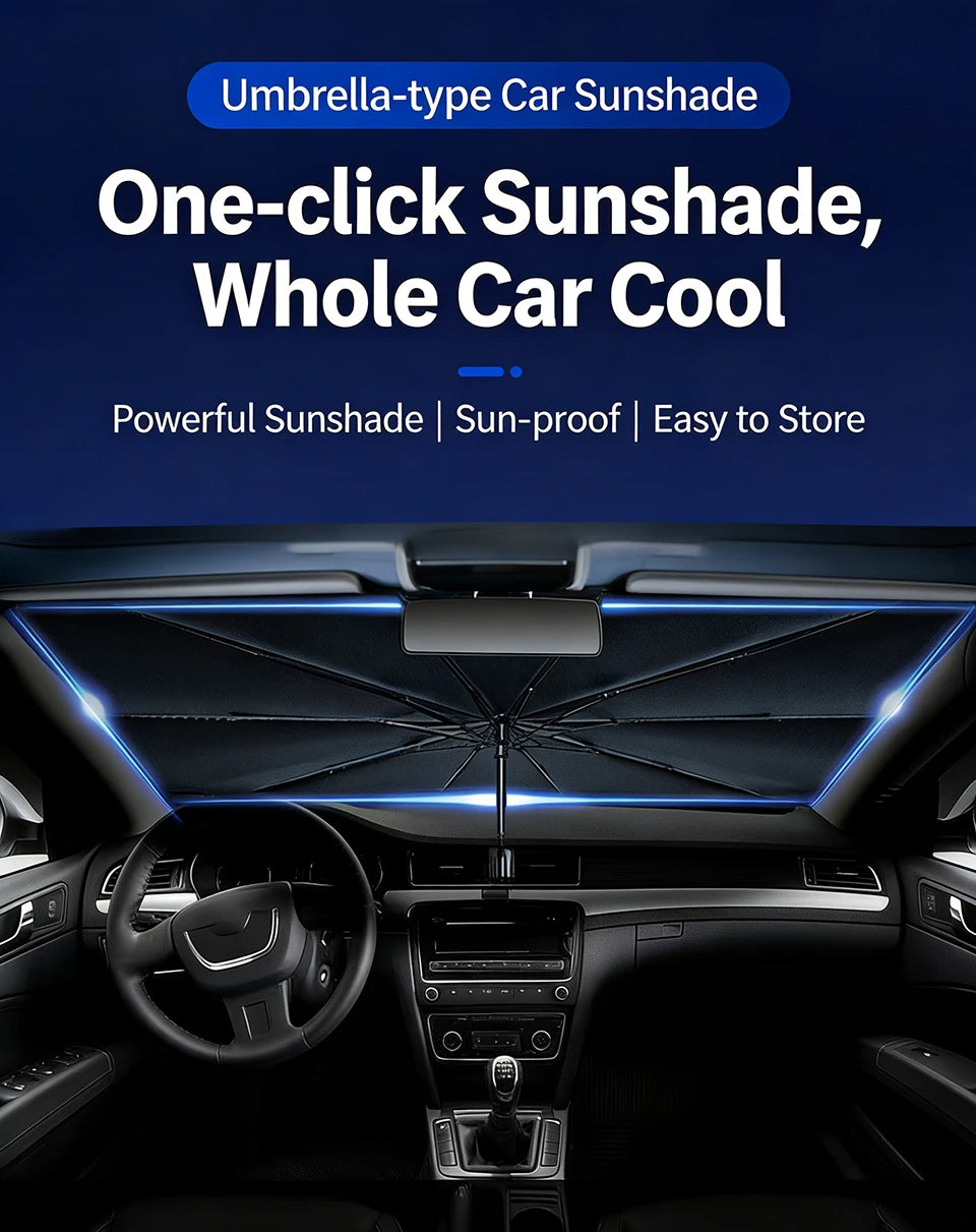 Car Sunshade Umbrella Foldable Universal Front Windshield Sun Visor UV Resistant Heat Insulating Car Window Sun Shield  ﻿