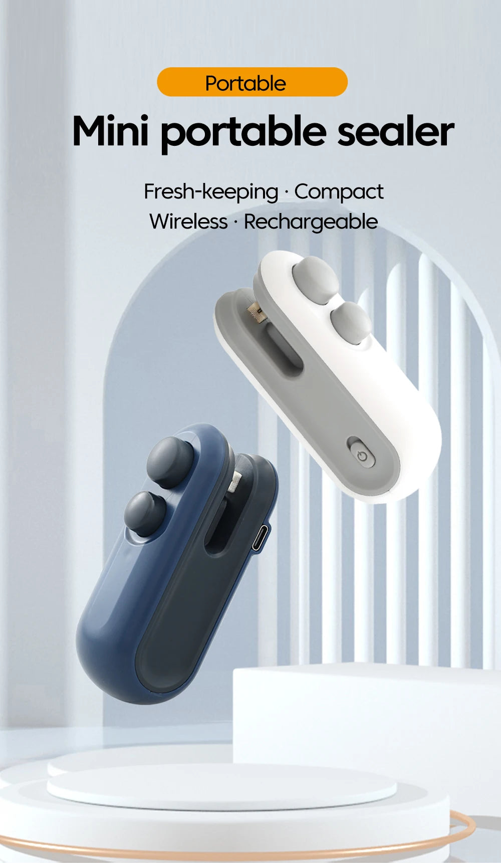 Mini Heat Bag Sealer Rechargeable 2 in 1 Bag Sealer With Cutter Plastic Bag Sealer Clip Food Package Heat Sealer Sealing Machine