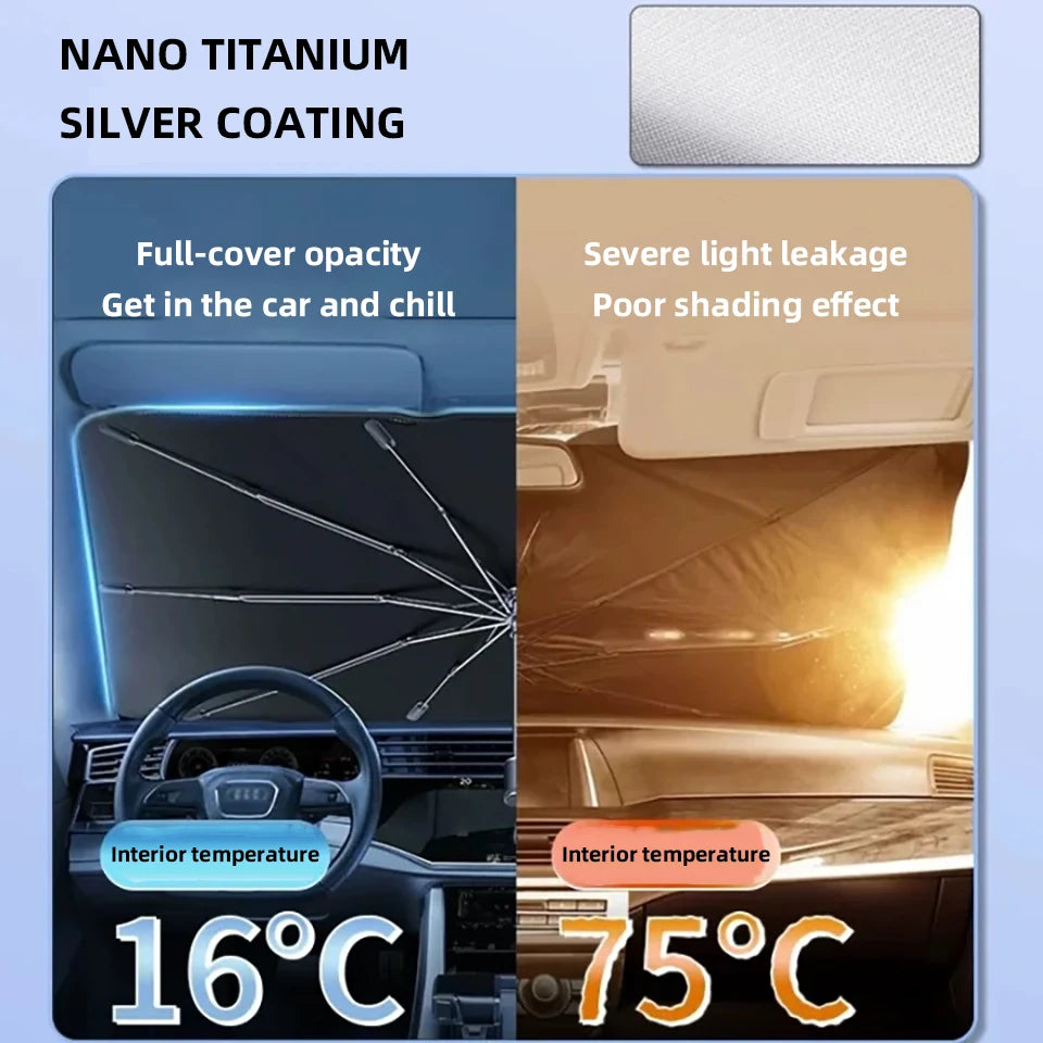 Car Sunshade Umbrella Foldable Universal Front Windshield Sun Visor UV Resistant Heat Insulating Car Window Sun Shield  ﻿