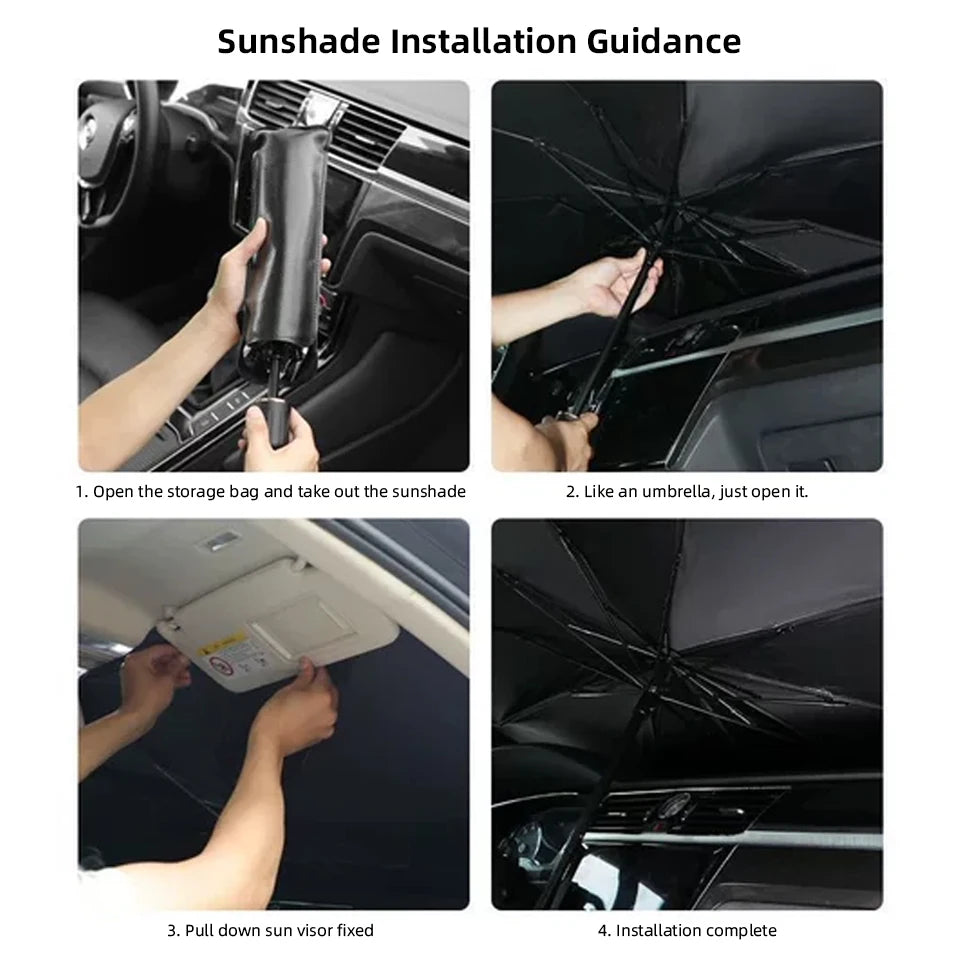 Car Sunshade Umbrella Foldable Universal Front Windshield Sun Visor UV Resistant Heat Insulating Car Window Sun Shield  ﻿