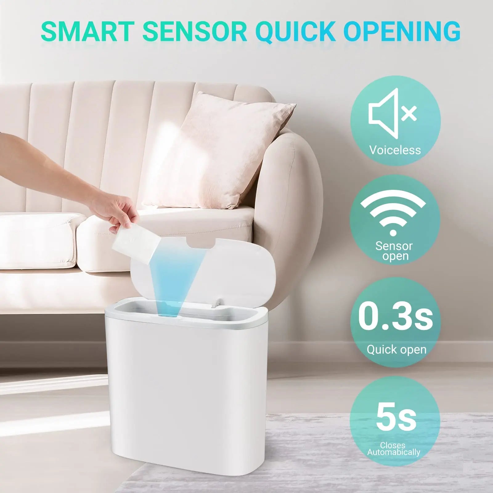 Touchless Motion Sensor Slim Trashcan