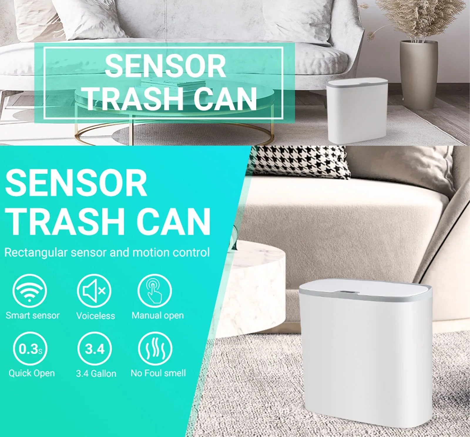 Touchless Motion Sensor Slim Trashcan