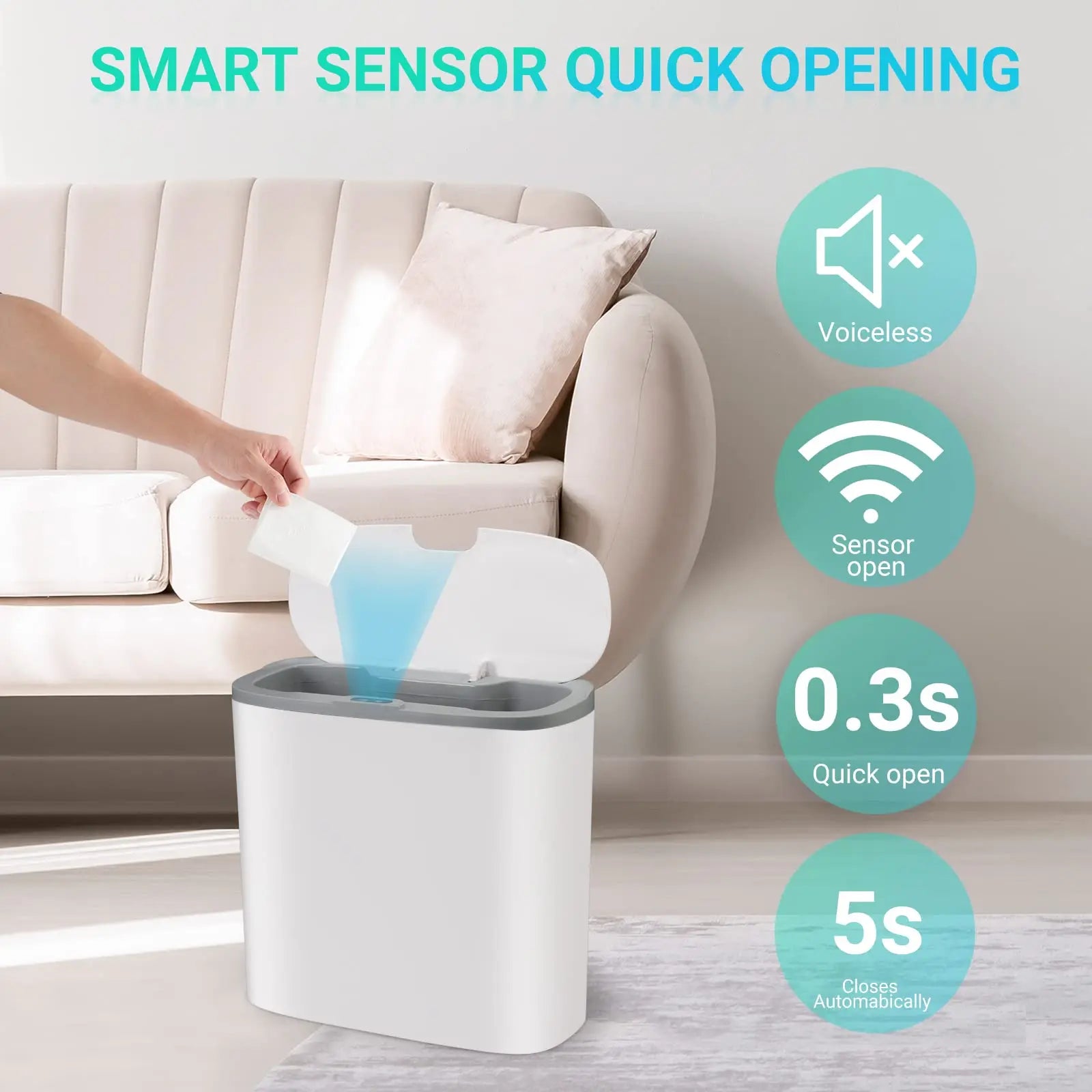 Touchless Motion Sensor Slim Trashcan