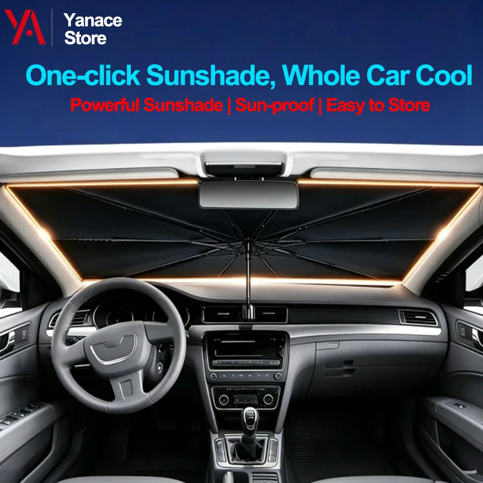 Car Sunshade Umbrella Foldable Universal Front Windshield Sun Visor UV Resistant Heat Insulating Car Window Sun Shield  ﻿